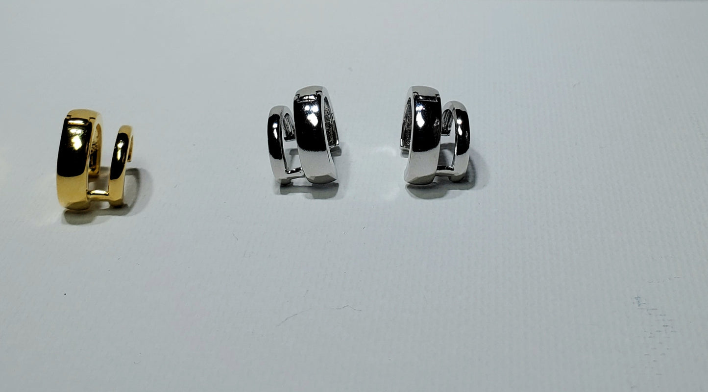 Stacked Round Huggie Earrings