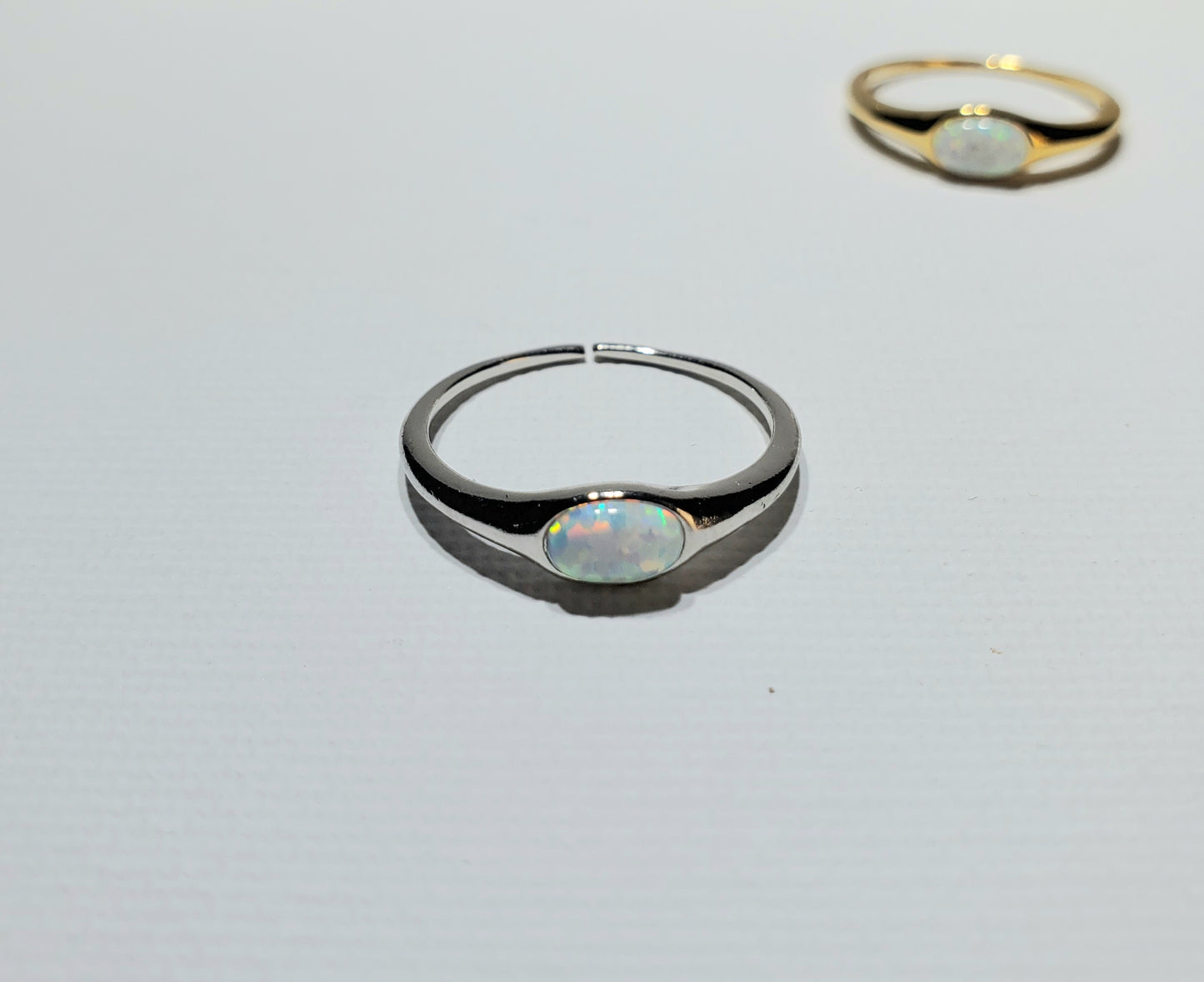 Oval White Opal Ring