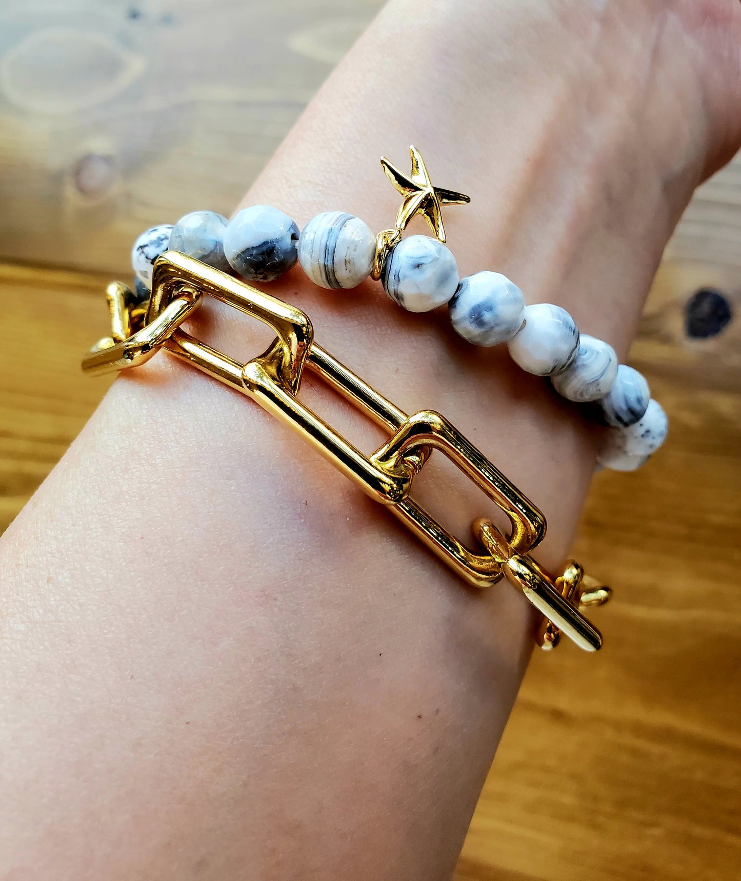 Golden Starfish Charm Bracelet