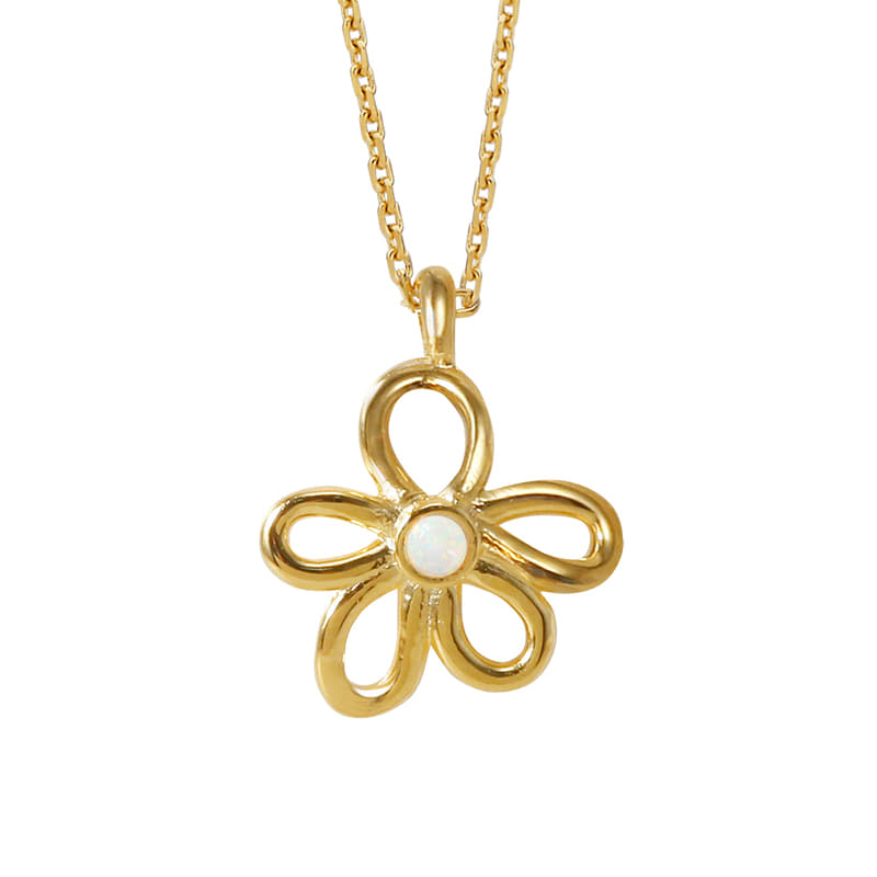 925 SS Flora Opal Dot Necklace