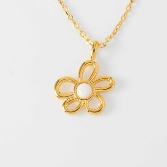 Floral Opal Dot Necklace
