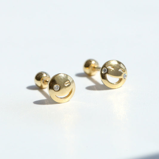 Winking Emoticon Stud