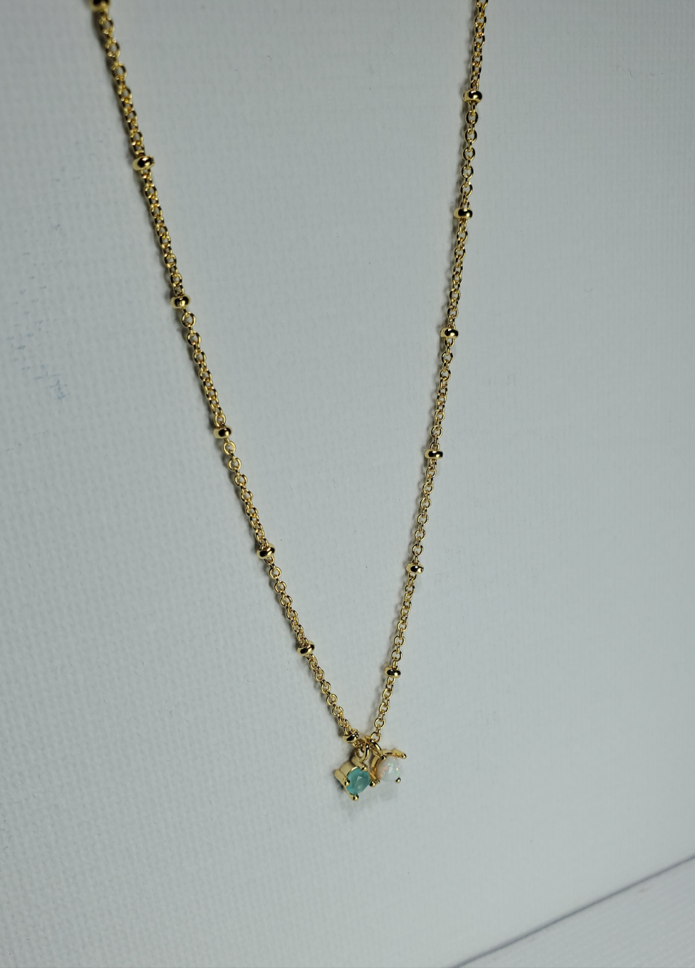 Opal and Pink / Opal and Green Charm Necklace