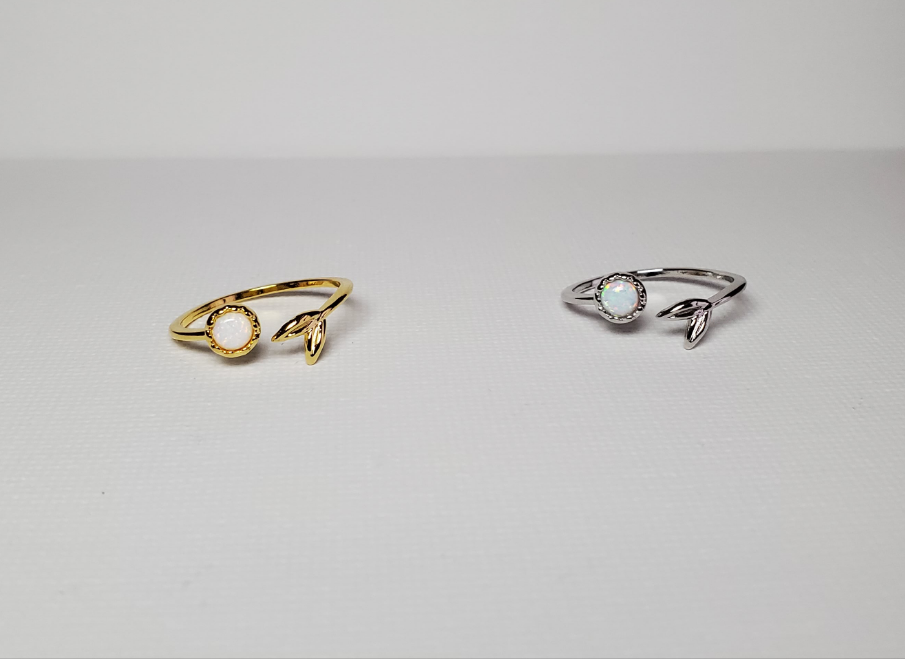 Heart and Opal Flower Ring