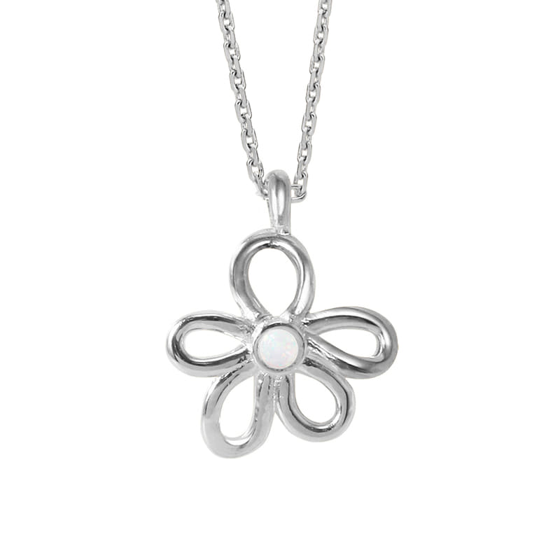 925 SS Flora Opal Dot Necklace