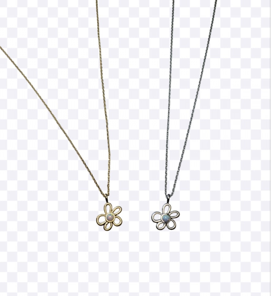 Floral Opal Dot Necklace