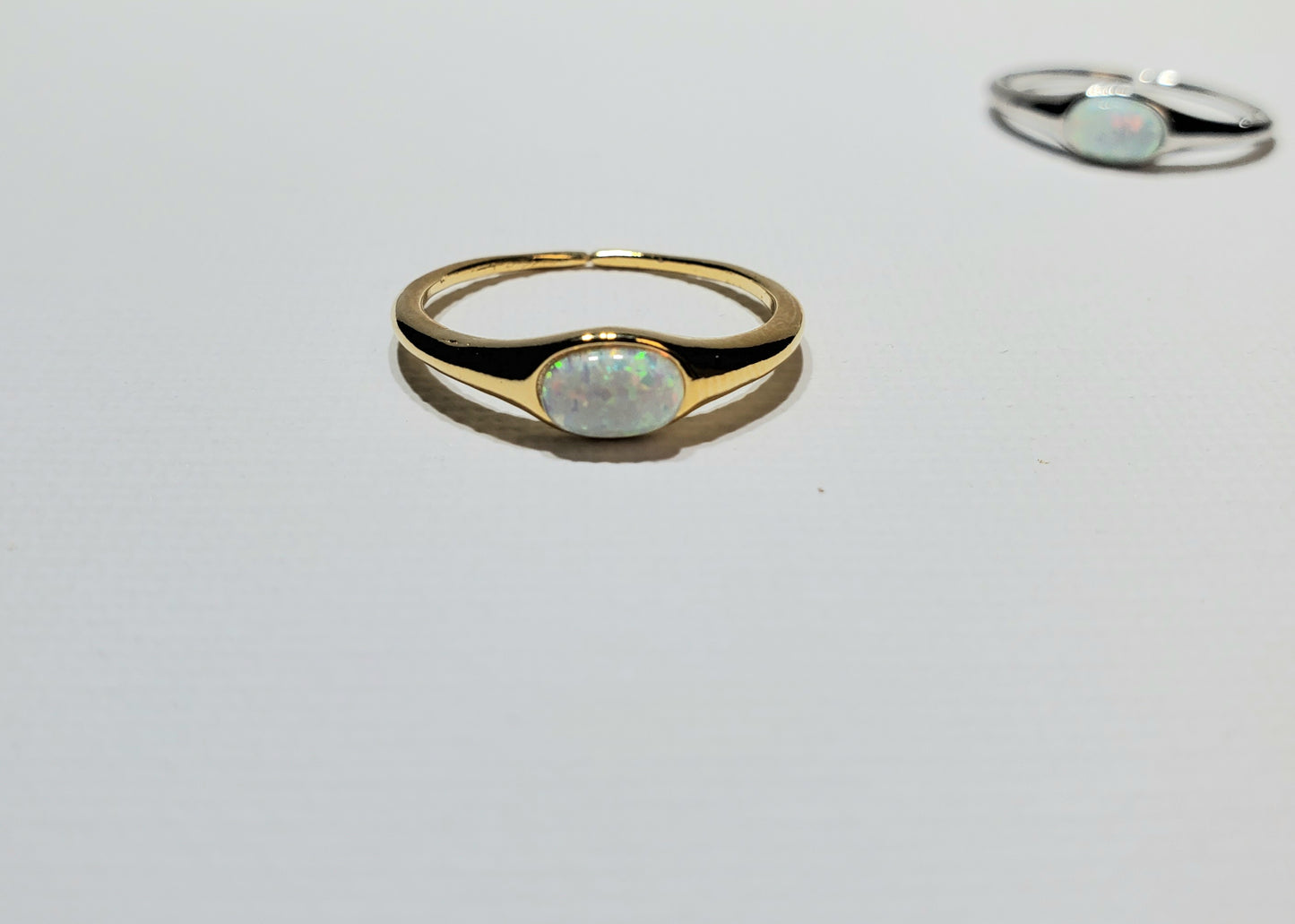 Oval White Opal Ring