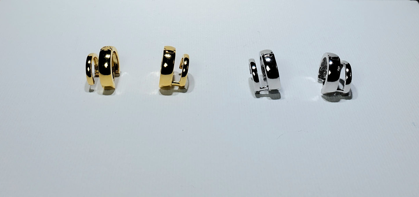 Stacked Round Huggie Earrings