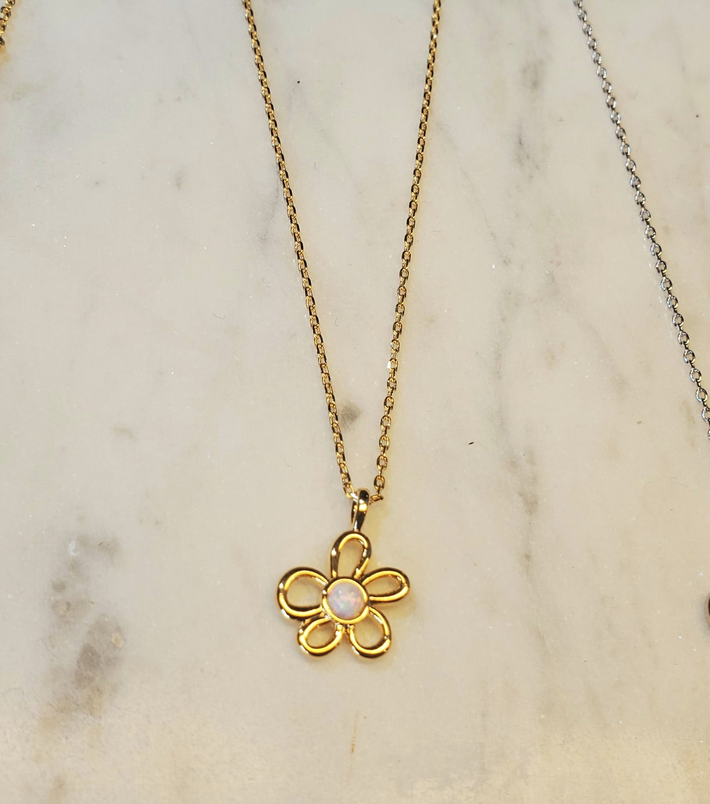 Floral Opal Dot Necklace