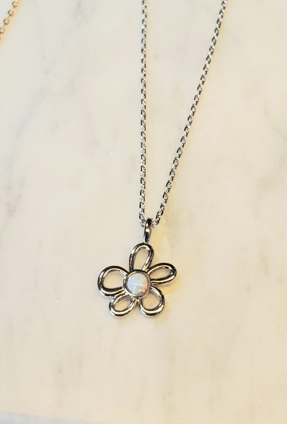 Floral Opal Dot Necklace