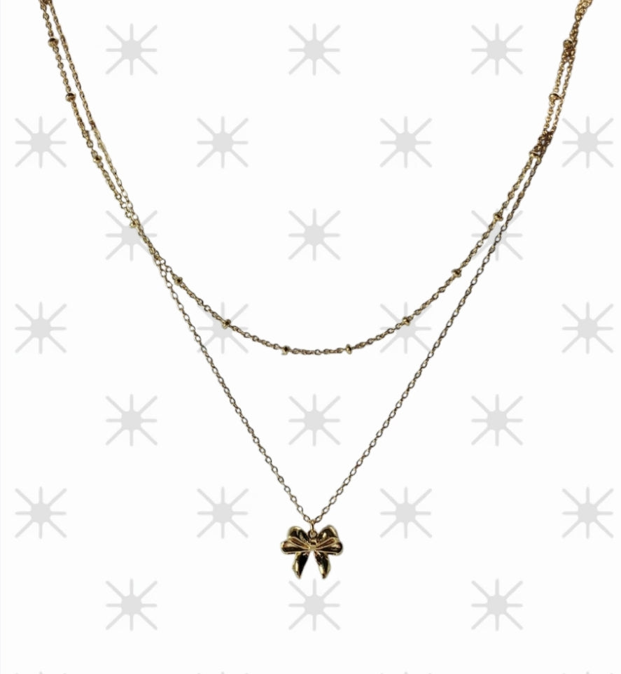 Double Row Bow Necklace