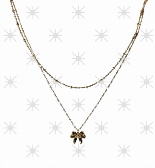 Double Row Bow Necklace