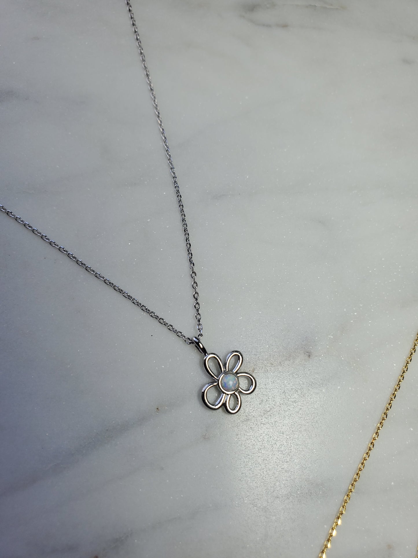 925 SS Flora Opal Dot Necklace
