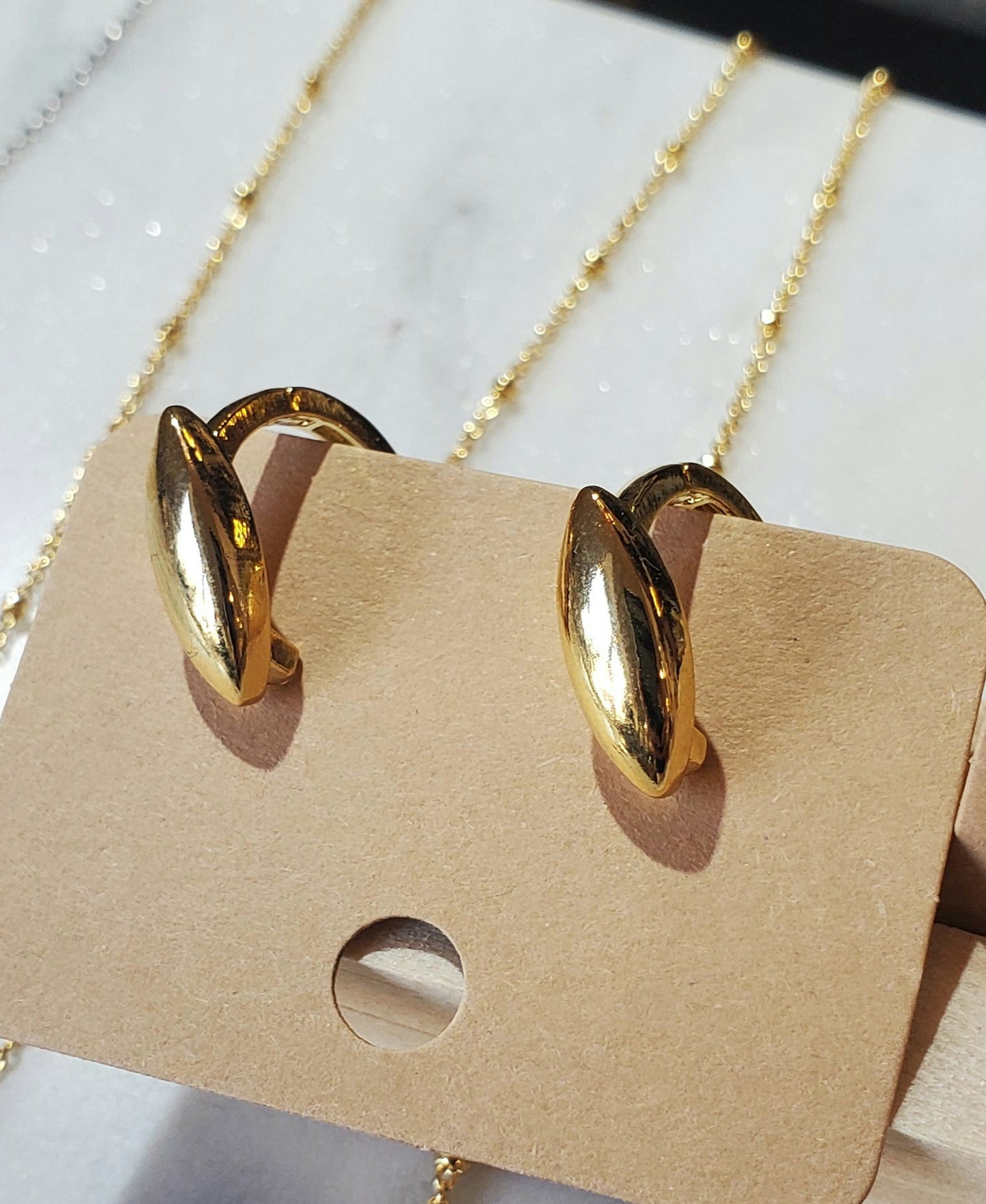 Edge Oval Accent Hoop Earrings