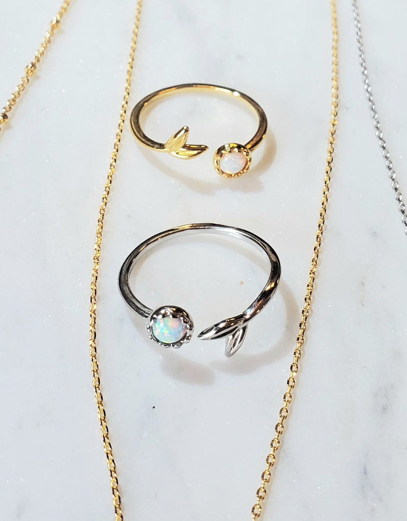 Heart and Opal Flower Ring