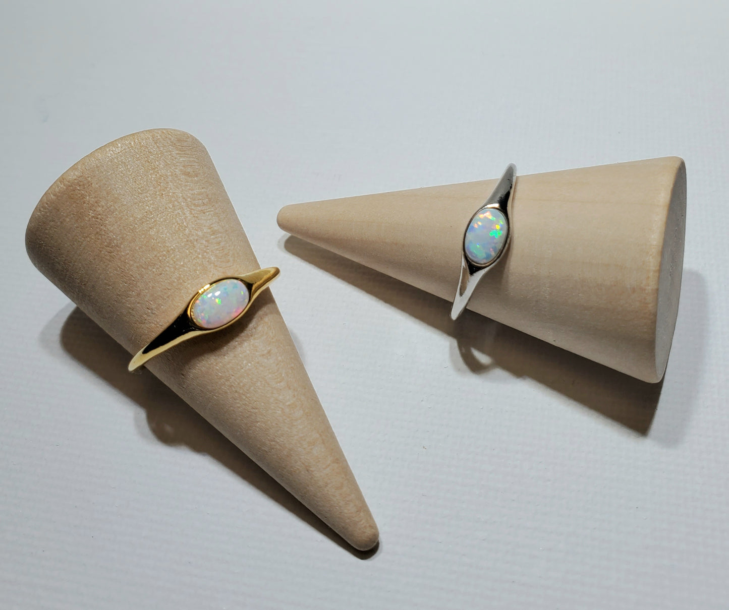 Oval White Opal Ring