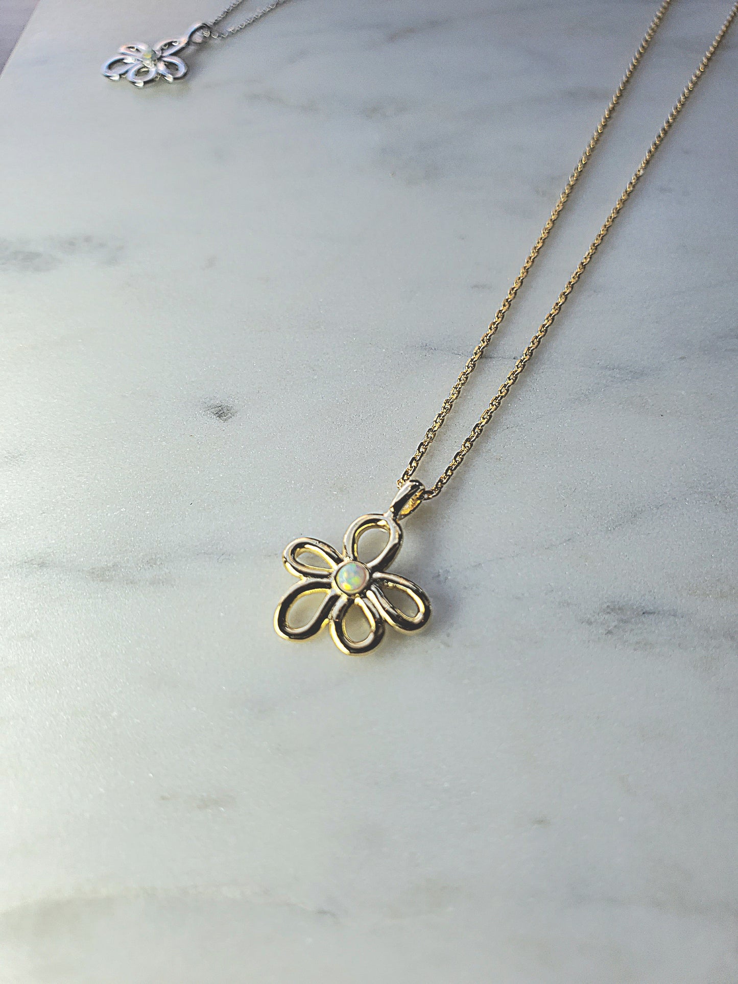 925 SS Flora Opal Dot Necklace